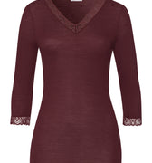 Woolen Lace Lace Trim Wool And Silk Top | Vivid Brown 70831-2421